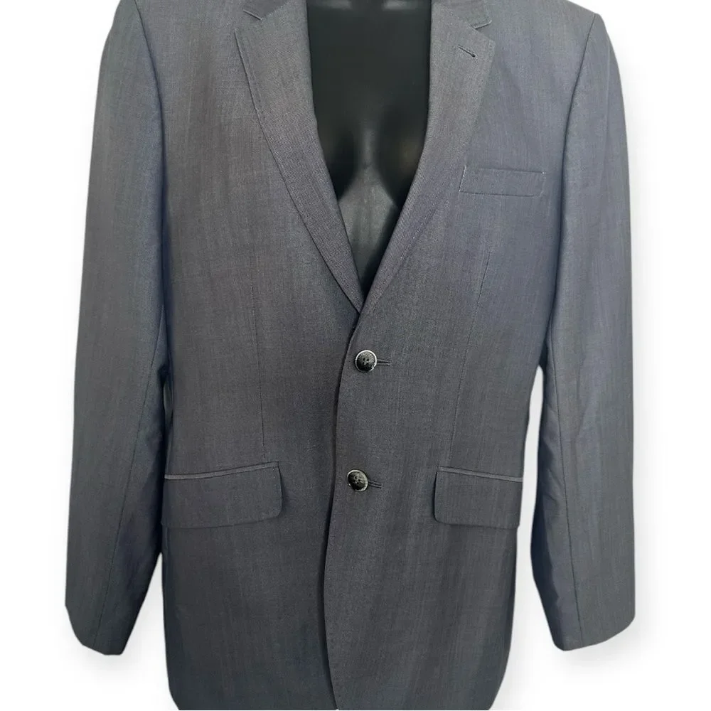 Ted Baker Men’s Blazer 38R Wool Silk Formal Gray Suit Jacket Preppy Sport Coat